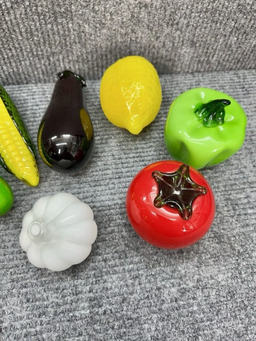 Vintage Murano Style Hand Blown Glass Fruits & Vegetables Cottagecore Lot Of 9